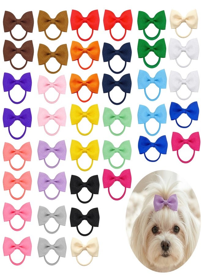 Zelphvt 40 Pcs Puppy Bows Small Size with Rubber Bands Dog Hair Bows Pet Puppy Hair Bow for Grooming Yorkie Doggies Puppys - Image 1